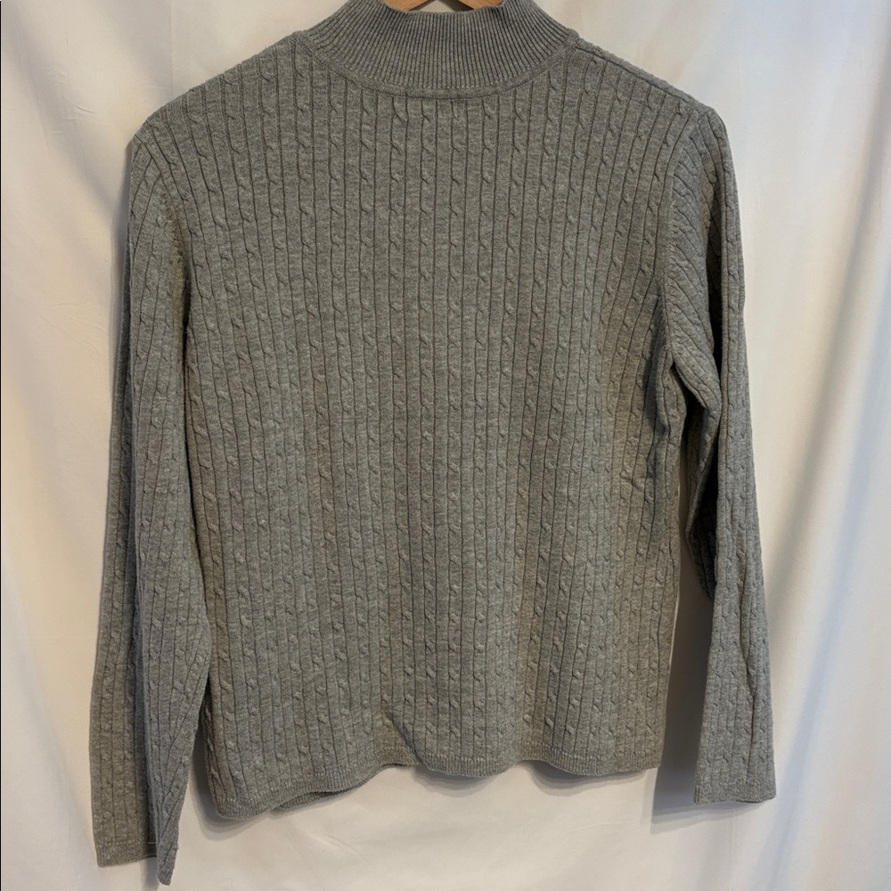 Classic Elements Preppy Light Gray Cable Mock Nec… - image 4